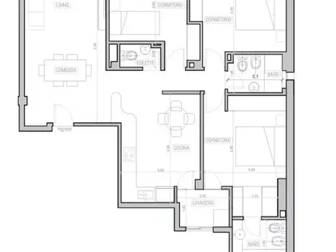 Departamento 3 dormitorios San Juan 1277 Rosario