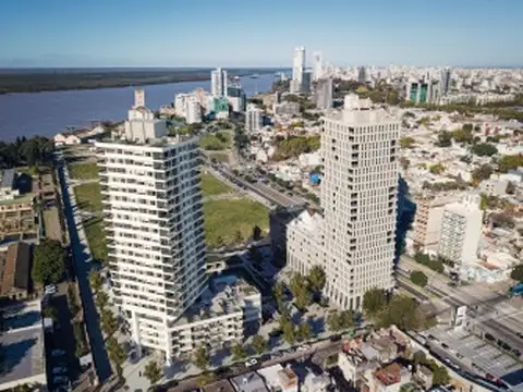 Financiado   2 dormitorios,  cochera. Plena vista rio en Puerto Norte MSR, Rosario.  De inversor.