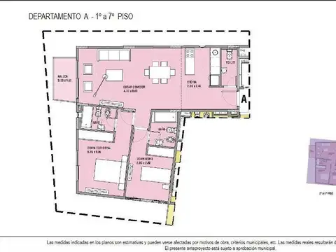 Departamento en Venta de 3 ambientes
