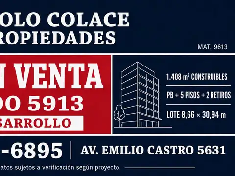 LOTE CON GRAN POTENCIAL DE DESARROLLO EN MATADEROS