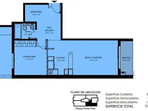 Departamento en Venta de 1 dormitorio