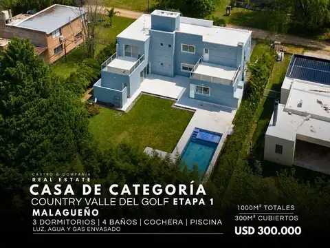 Venta Casa De Categoría 3 Dormitorios y Pileta Climatizada En Barrio Valle Del Golf - Malagueño