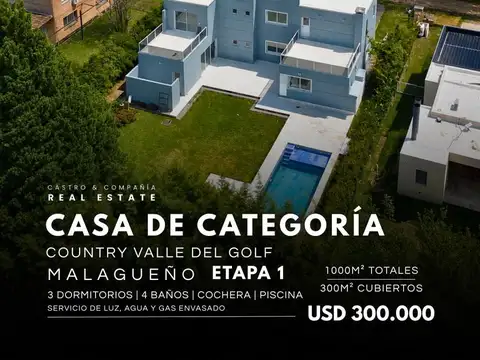 Venta Casa De Categoría 3 Dormitorios y Pileta Climatizada En Barrio Valle Del Golf - Malagueño