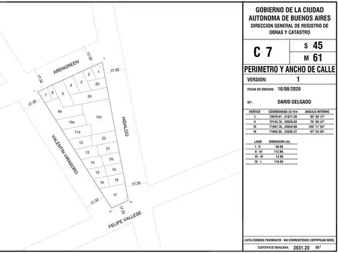Terreno en Venta 11  mts Fondo