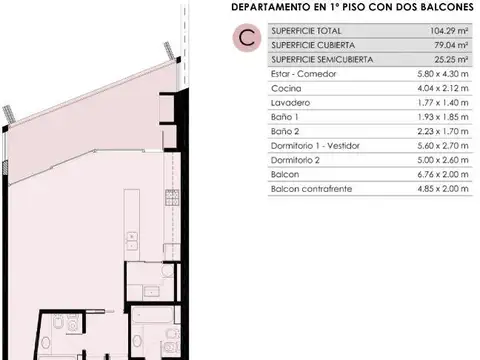 Departamento en Venta de 3 ambientes