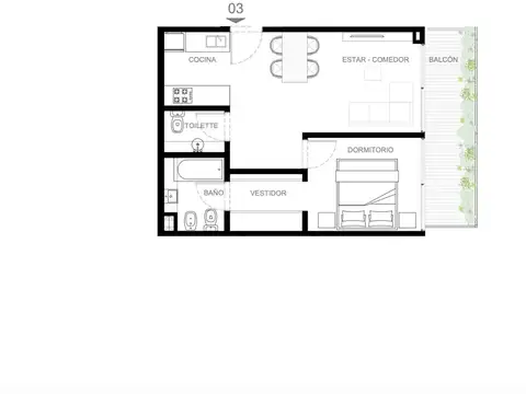 Departamento en Venta de 2 ambientes