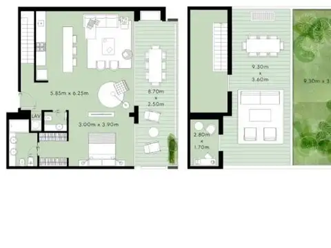 Departamento 2 ambientes con 1 baño