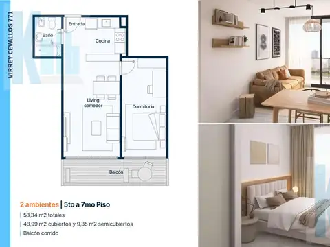 Departamento en Venta de 1 dormitorio