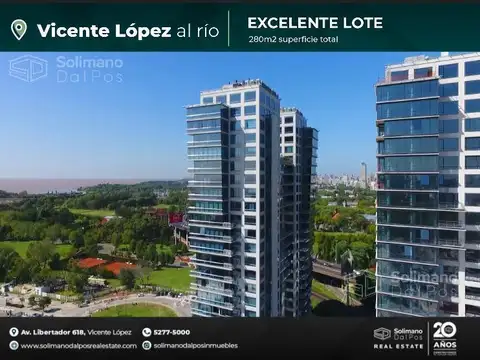 Excelente terreno de 280mts sobre doble frente de 11mts  - La Lucila-Libert./Rio