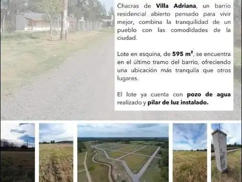 Terreno a la venta de 595 m2 en Esquina en Barrio Abierto Chacras de Villa Adriana, Alejandro Petion