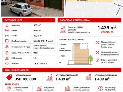 Terreno en Venta de 365,0 m2