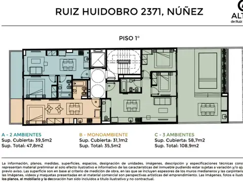 Departamento 2 ambientes con 1 baño