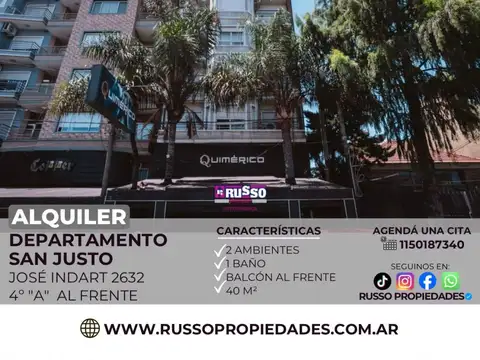 Alquiler Departamento 2 Ambientes - San Justo