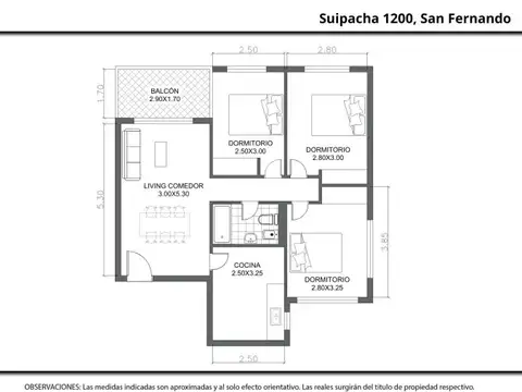 Departamento 4 ambientes con 1 baño