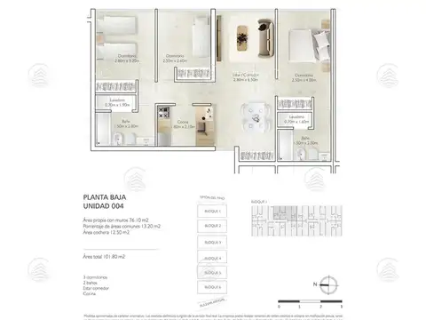 Departamento 4 ambientes con 2 baños