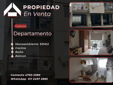 Departamento monoambiente en venta en Caseros