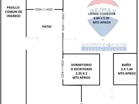 Depto Tipo Casa 3 ambientes con 1 baño