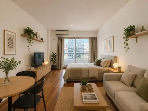 ALQUILER MONOAMBIENTE CON BALCON, PISO ALTO, APTO PROFESIONAL, EN PALERMO, LAS CAÑITAS