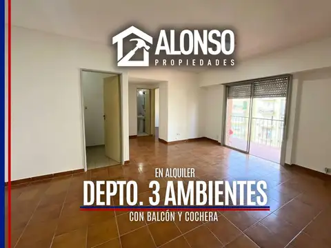 Alquiler - Depto. 3 Ambientes con Cochera y Balcón - Lanús