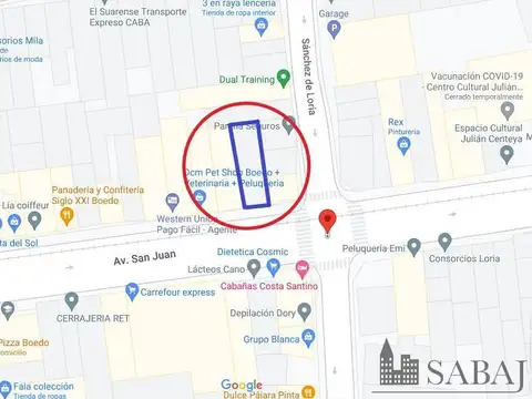 IMPORTANTE LOTE SOBRE AV. SAN JUAN 7,80m x 28,72m