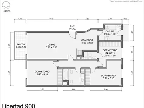 Departamento en Venta de 3 ambientes