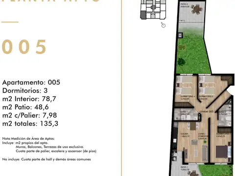 VENTA APARTAMENTO 3DORM PATIO C/ RENTA TRES CRUCES