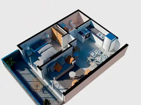 VENTA - Departamento monoambiente con patio - Barrio Martin, Rosario.