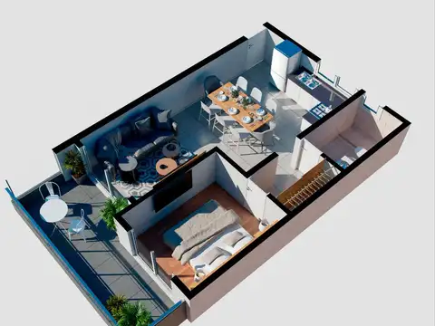 Departamento Monoambiente con 1 baño