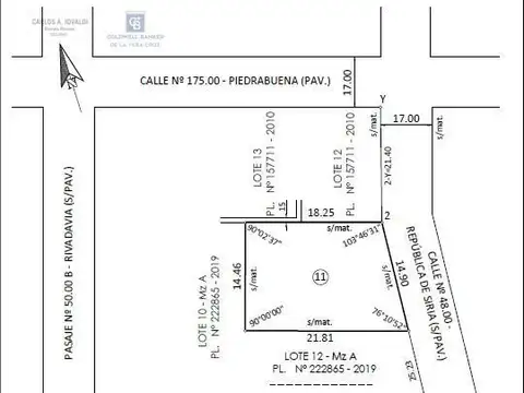 Terreno en Venta 14  mts Frente