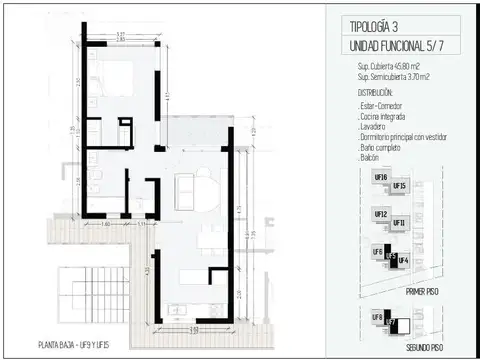 Departamento Monoambiente con 1 baño