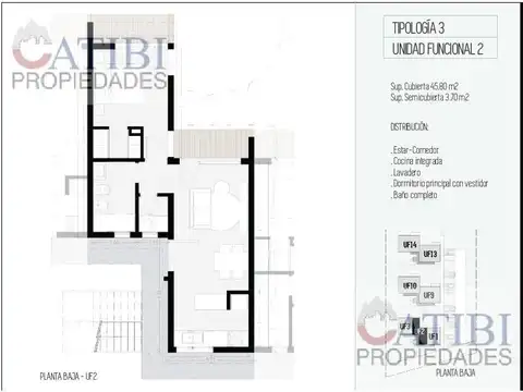 Departamento Monoambiente con 1 baño
