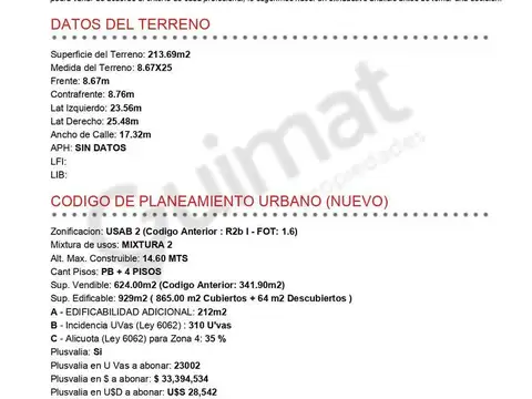 Terreno en Venta de 213,0 m2