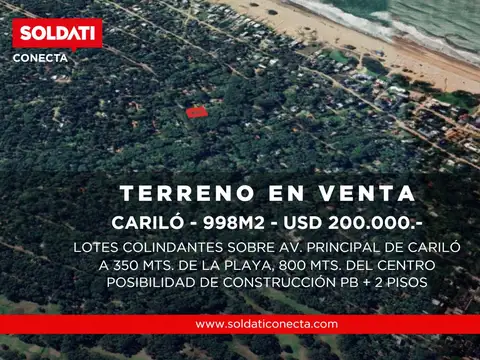 Lotes en Av principal de Cariló - A 350 mts. de la playa