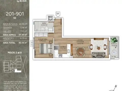 Venta 1 dormitorio en Pozo