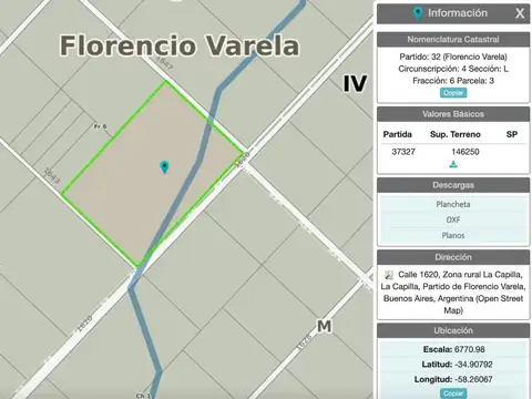 Calle 1620 entre 1643 y 1647  al 1600