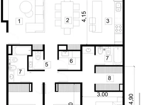 Departamento en Venta de 4 ambientes