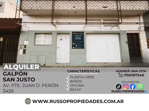 Alquiler de Galpón 300 m- San Justo