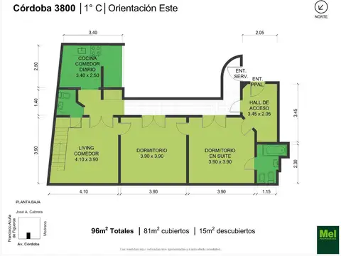 Avenida Córdoba 3800, Piso 1
