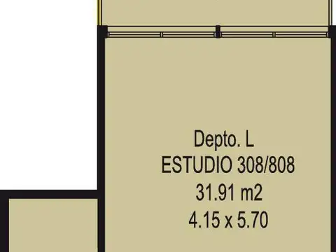 Departamento Monoambiente con 1 baño