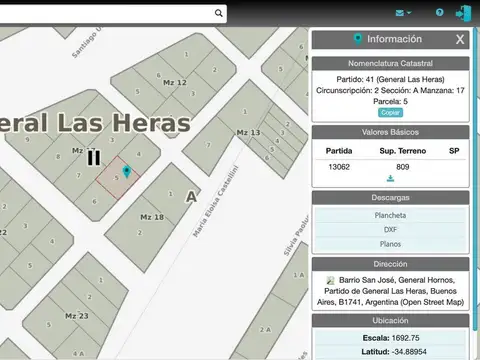 Terreno en Venta en General Hornos, USD 25.000