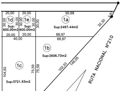 Lotes en venta esquina Ruta 210 y Autopista Par Pte. Perón