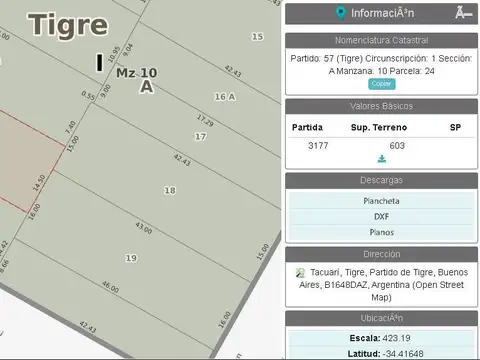 Terreno en Venta 41  mts Fondo