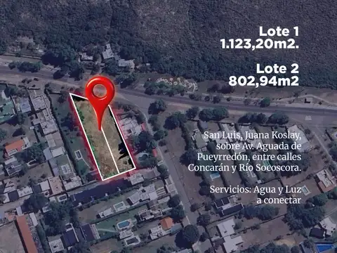 VENTA Terrenos de 802,94m2 y 1.123m2. Av. Aguada de Pueyrredón