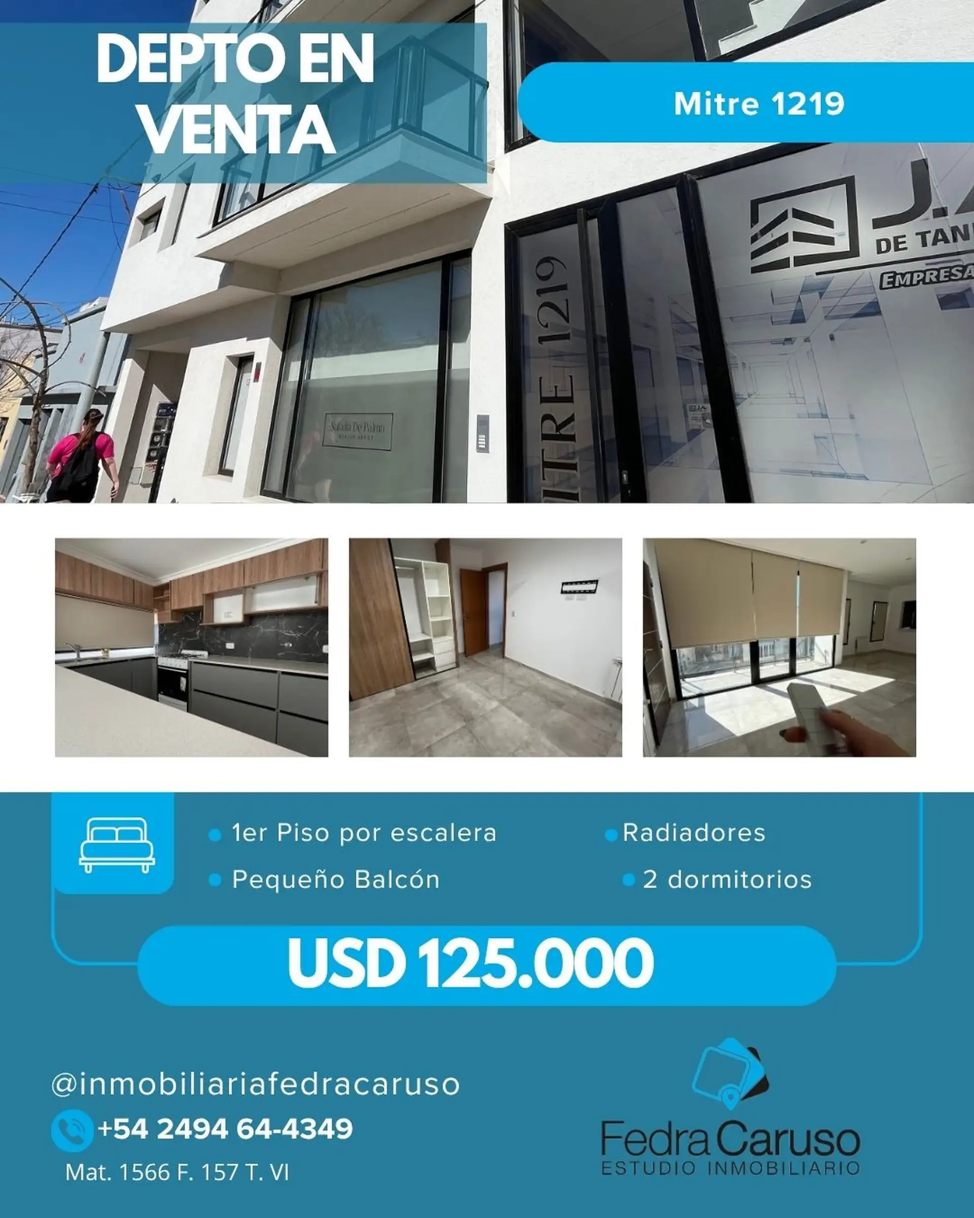 Depto 3 amb 90m², 2 dorm y balcón chico — Primer piso por escalera, Mitre
