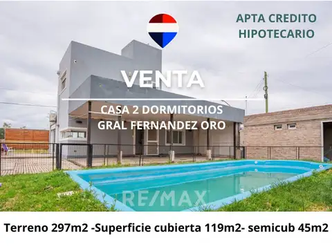 VENTA CASA DOS DORMITORIOS C/ PILETA FERNANDEZ ORO