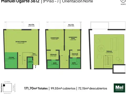 Manuel Ugarte 3600, Piso 3°
