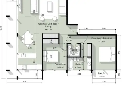 Departamento en Venta de 2 dormitorios