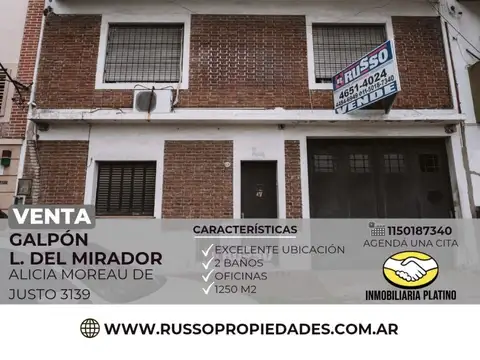 Venta galpon Lomas Del Mirador 1250 m2