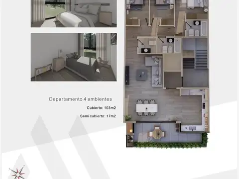 Departamento 4 ambientes con 2 baños