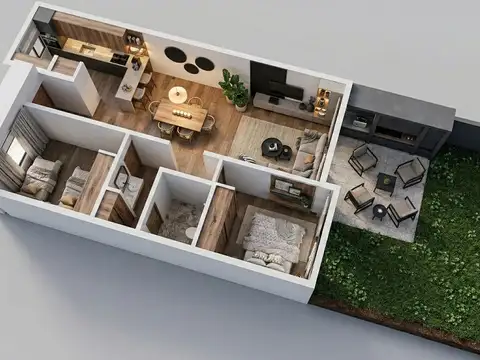 Departamento 3 ambientes con 1 baño